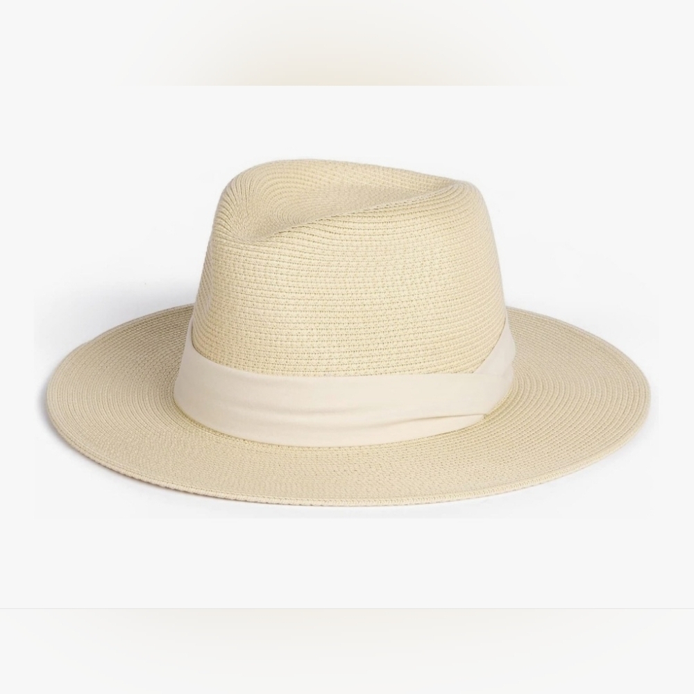 Women's Cream Straw Fedora Hat - Lightweight Summer Sun Hat